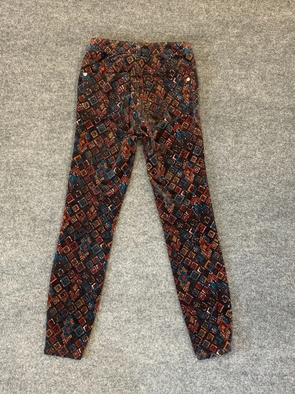 Anthropologie Pilcro Rust Tribal Corduroy Hi Rise Skinny Button Pants Sz 29